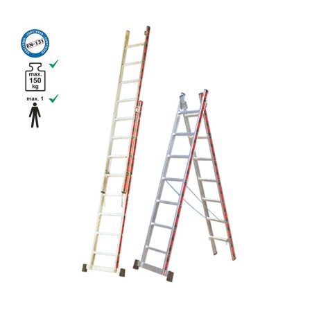 Σκάλα επαγγελματική αλουμινίου διπλή - 2*17 σκαλιά ύψος Α/Β: 4,50m/8,00m.