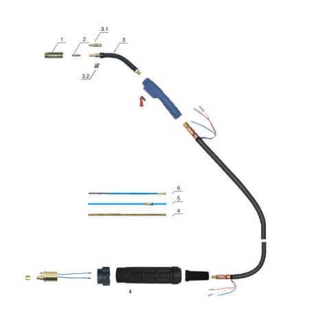 Ντίζα Teflon 3m*1,5mm*ø4,0mm για τσιμπίδα MIG 91080