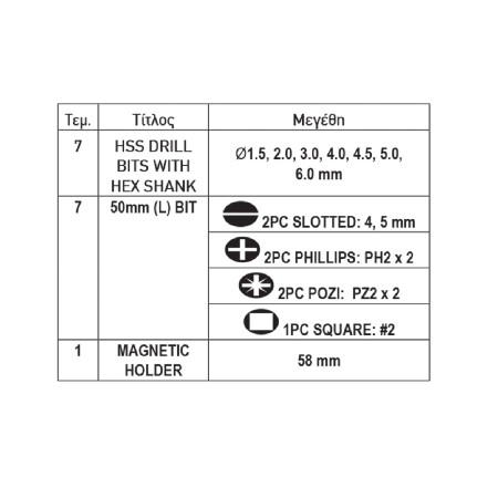 RAIDER Μύτες & τρυπάνια σετ 15τεμ 157795