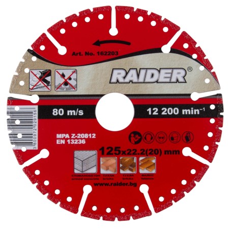 RAIDER Δίσκος διαμαντέ Laser πολλαπλών υλικών 125x22.2mm RD-DD24 162203