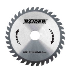 RAIDER Δίσκος κοπής ξύλου Φ115/36Δόντια 163134